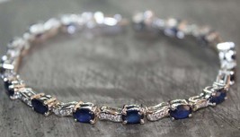 Natural Blue Sapphire Bracelet 10 Ct Tennis Style Bracelet - $196.24