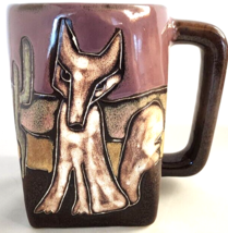 Mara of Mexico Pottery Mug Southwest Design Coyote Saguaro Adobe Village - £26.16 GBP