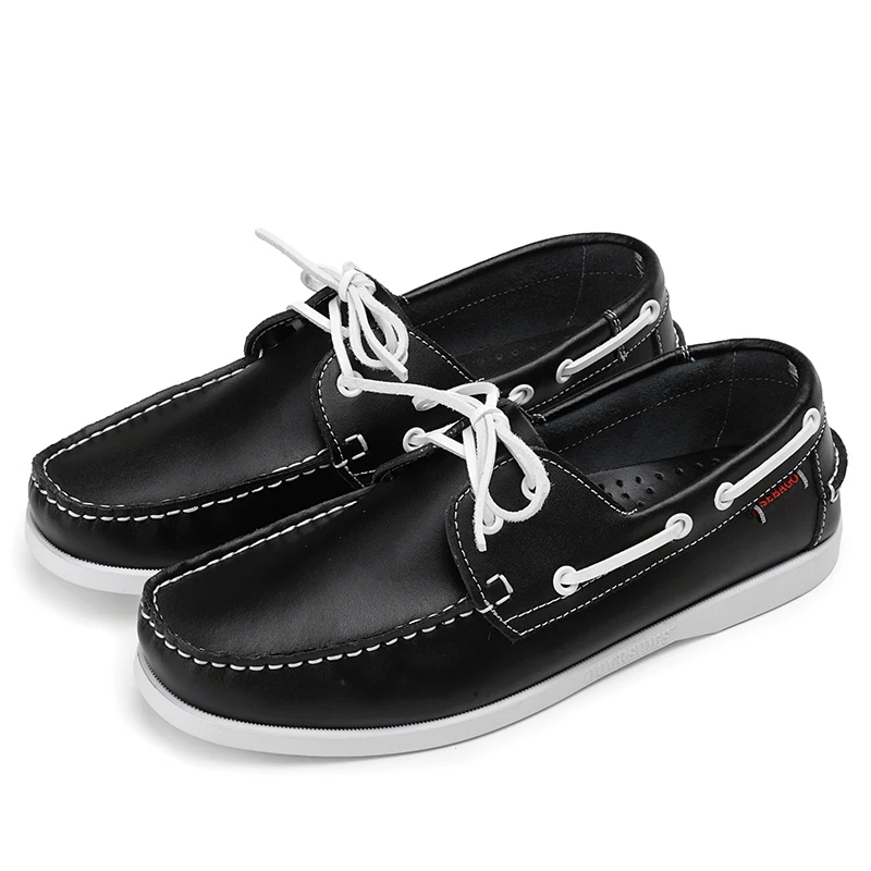 Leather Men Casual Shoes Fashion Boat Shoes England Men&#39;s Flats Lace Up ... - $56.08