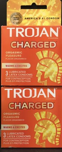 Trojan Charged Lubricated Condoms, Orgasmic Pleasure 3ct in 2 Pack New