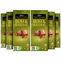 Cadbury Temptations Rum &amp; Raisins Premium Chocolate Bar, 72 g (Pack of 6) - £27.68 GBP