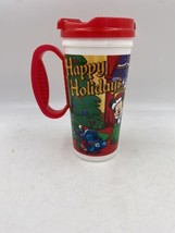 Disney Parks Thermal Mug Handle and Lid HAPPY HOLIDAYS Mickey, Minnie, G... - $14.89