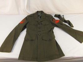 Men&#39;s Usmc Service Alpha Coat Green Jacket W/ Belt Loop 36 Reg Corporal Rank - £64.18 GBP