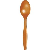 Pumpkin Spice Heavy Duty Plastic Spoons 24 Per Pack Tableware Party Decorations - £11.38 GBP