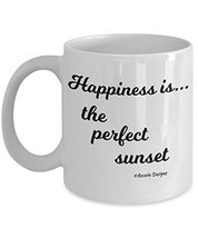 Outdoor Themed Coffee Mug - Happiness Is The Perfect Sunset- 11 oz White Cerami - £11.70 GBP