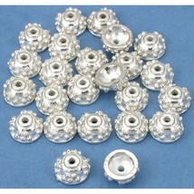 Bali Bead End Caps Silver Plated Beading 7mm Approx 24 - £6.05 GBP