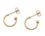 Earrings 18K Gold Plated Copper Partial Round Hoop Ball Hoops Back Small... - $6.79