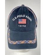 US Polo Assn 1890 Embroidered Flag Hat / Cap Blue with Plaid Trim Hook &amp;... - £21.17 GBP