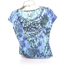 WORTHINGTON Petite Stretch Multi Color Top  Ruffle Neckline Woman’s Size PM - $3.47