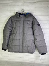 Nautica Gray Puffer Hooded Insulated Winter Coat Jacket Zip Up Big Boys 18 20 - £54.52 GBP