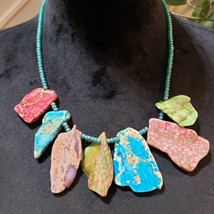 Made with Love Magnesite Turquoise Freeform Magnesite Slabs Beads Necklace - $27.72