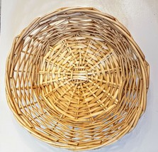 Wicker Bread Basket RUSTIC Farmhouse 11&quot; Round Woven Light Brown Natural Fiber - £9.47 GBP