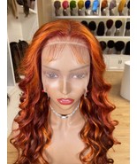 HD lace ombre orange ginger human hair wavy lace front wig/loose wave om... - £260.92 GBP+