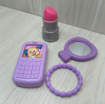 Fisher price Laugh and Learn purse pieces purple phone bracelet mirror +... - £7.89 GBP