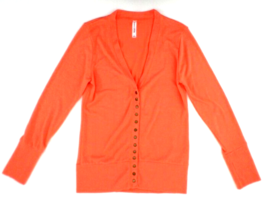 Zenana Outfitters Cardigan Sweater Top L Orange Snap-Front V-Neck Long S... - $13.86