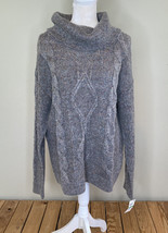 charter club NWT women’s cable knit turtleneck sweater Size L silver A2 - £12.71 GBP