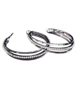 Silvertone Exaggerated Layered Hoop Earrings - New - £13.14 GBP