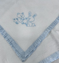 Carters Waffle Weave Blanket Satin Trim 24 x 40  Embroider Bunny Bear Bl... - £12.59 GBP