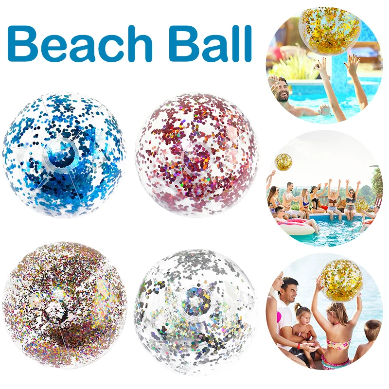 Glitter Beach Ball Inflatable Beach Balls Jumbo Pool Toys Balls Floatable - £8.85 GBP+