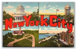 Large Letter Greetings From New York City NY NYC UNP  Linen Postcard U14 - £3.09 GBP