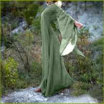 Medieval Wide Long Sleeved Floor Length Green Linen Gothic Chemise Under... - $78.95