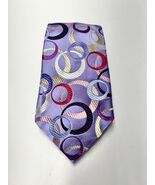 Duchamp London 100% Silk Tie Purple with Multi-color Circles 58" England - $49.99