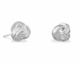 14k White Gold Plated Love Knot Stud Earrings 9mm Women Girl Jewelry Gift - £75.52 GBP