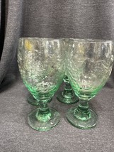 Set Of 4 Vintage Libbey ORCHARD FRUIT Spanish Green 7&quot; Water Goblets Est... - £20.25 GBP