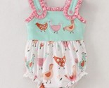 Boutique Chicken Embroidered Baby Girls Bubble Romper Jumpsuit Easter Farm - $16.99
