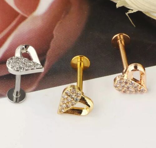 925 Sterlingsilber Original Diamant Herz Nase Piercing Weiß Damen Geschenk - $223.31