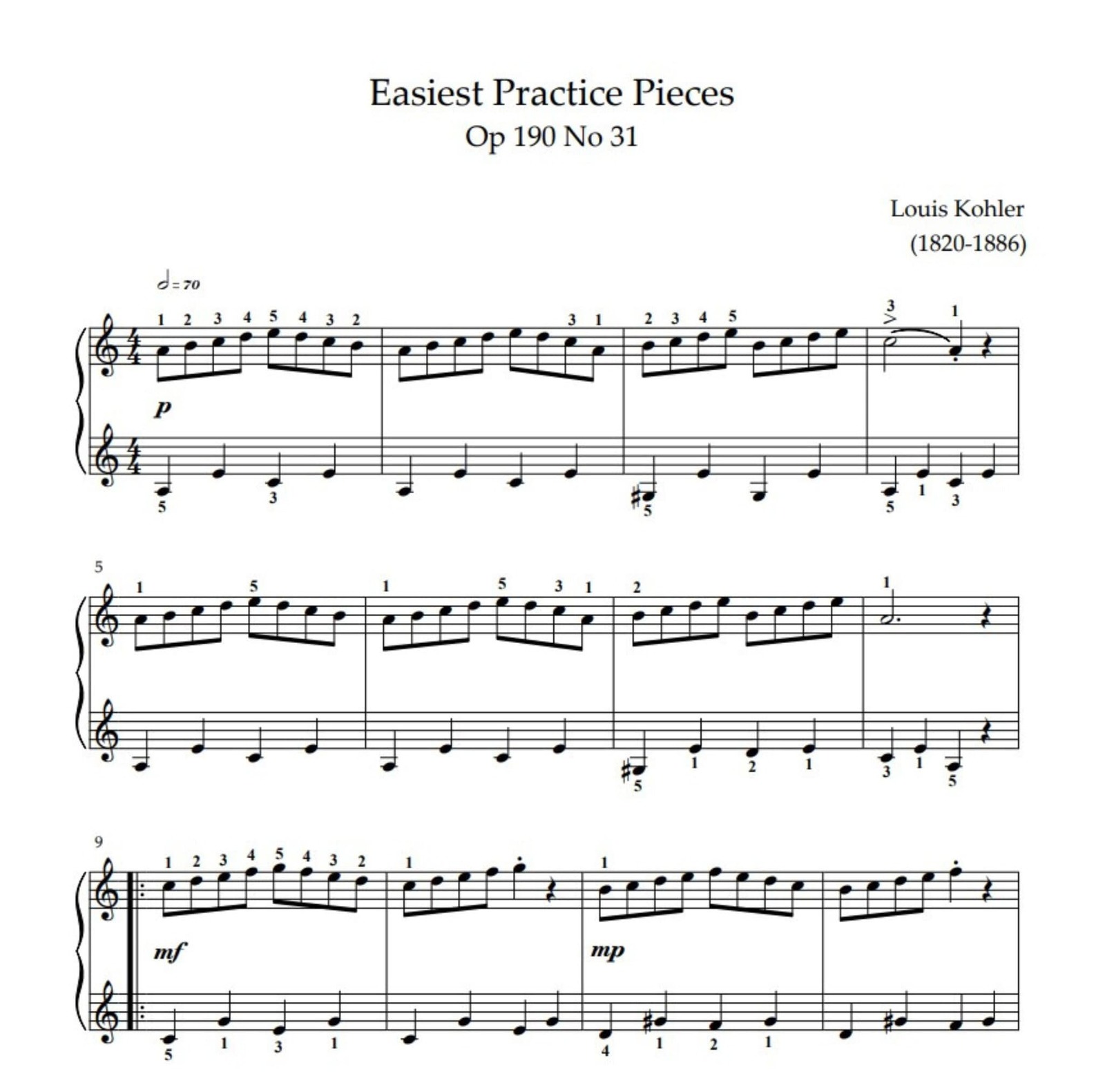 Louis Köhler - Practice Piece Op.190 No.31 - $2.20