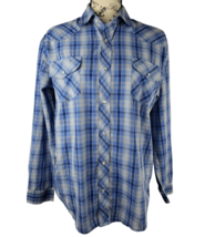 ROPER Cowgirl Blue Plaid Silver Thread Long Sleeve Western Shirt Womens Size XL - £35.73 GBP