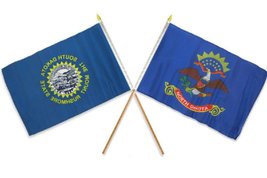 AES 12x18 12&quot;x18&quot; Wholesale Combo State North &amp; South Dakota Stick Flag - £8.69 GBP