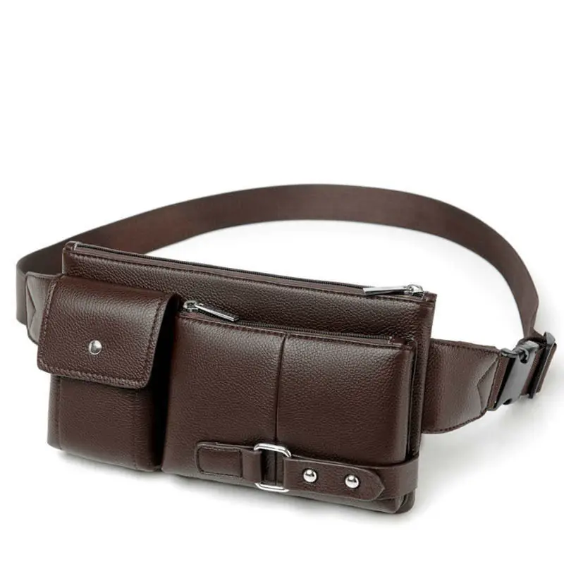 Multi Pocket Fanny Pack PU Leather Waist Bag Slim  Bag Hip Purse Adjustable Belt - $61.37