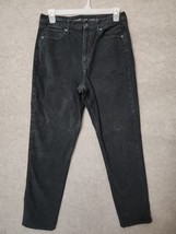 American Eagle Mom Jean Corduroy Pants Womens 14 XLong Faded Black Gray Straight - £20.77 GBP
