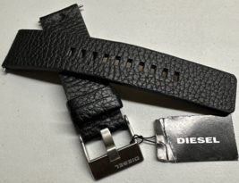Diesel 24mm x 22mm Black Leather Watch Band With Silver Buckle - £38.10 GBP