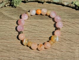 Pink Morganite Gemstone Bracelet Size 7 Inch with Rose Quartz and Botswa... - $18.99