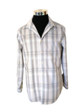 Calvin Klein Button Front Shirt Men&#39;s Size 15 1/2 32/33 Gray Aqua Plaid ... - £12.35 GBP