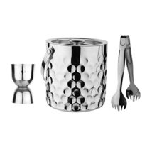 PG COUTURE Stainless Steel 3 Piece Coin Design Bar Set for Drink/Gift, Double Wa - £33.26 GBP