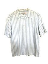 Quicksilver Shirt Mens XL White Blue Button Down Short Sleeve Camp Surf Hawaiian - £11.86 GBP