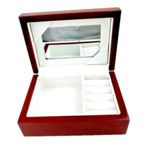 Wooden Small Jewelry Box Mirrored Storage - £17.80 GBP