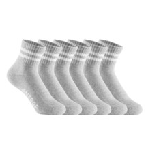Quarter Crew Cotton Heel Tab Athletic Running Cushion 6 Pairs Socks, Grey, 9-12 - £25.09 GBP