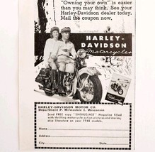 1947 Harley Davidson Motorcycle Advertisement Automobilia Vintage Bikes E8F - $468.48 MXN