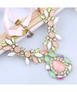 Fashion Pink ribbon Beautiful beads crystals Jewelry Necklace Acrylic St... - $355.08 MXN