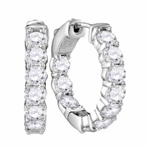 14k White Gold Womens Round Diamond Hoop Fashion Earrings 3-7/8 Cttw - £7,865.50 GBP