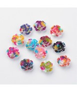 Resin Flower Flat Backs Floral Findings 13mm Tie Dye Rose Cabochons 50pc... - €9,27 EUR