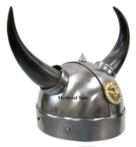 Medieval Epic Authentic Reproduction Steel Viking Warrior Helmet Horns - £65.48 GBP