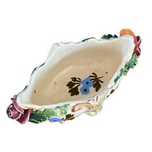 Ornate Floral Ceramic Trinket Dish Hand Painted Italian Made 4 inches in length - £11.86 GBP