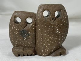 Carved Brown Stone Pair Of Owls - $11.39