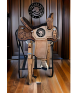 Western Leather Horse Barrel Saddle Suede Seat Floral Tooled With Free S... - €340,29 EUR